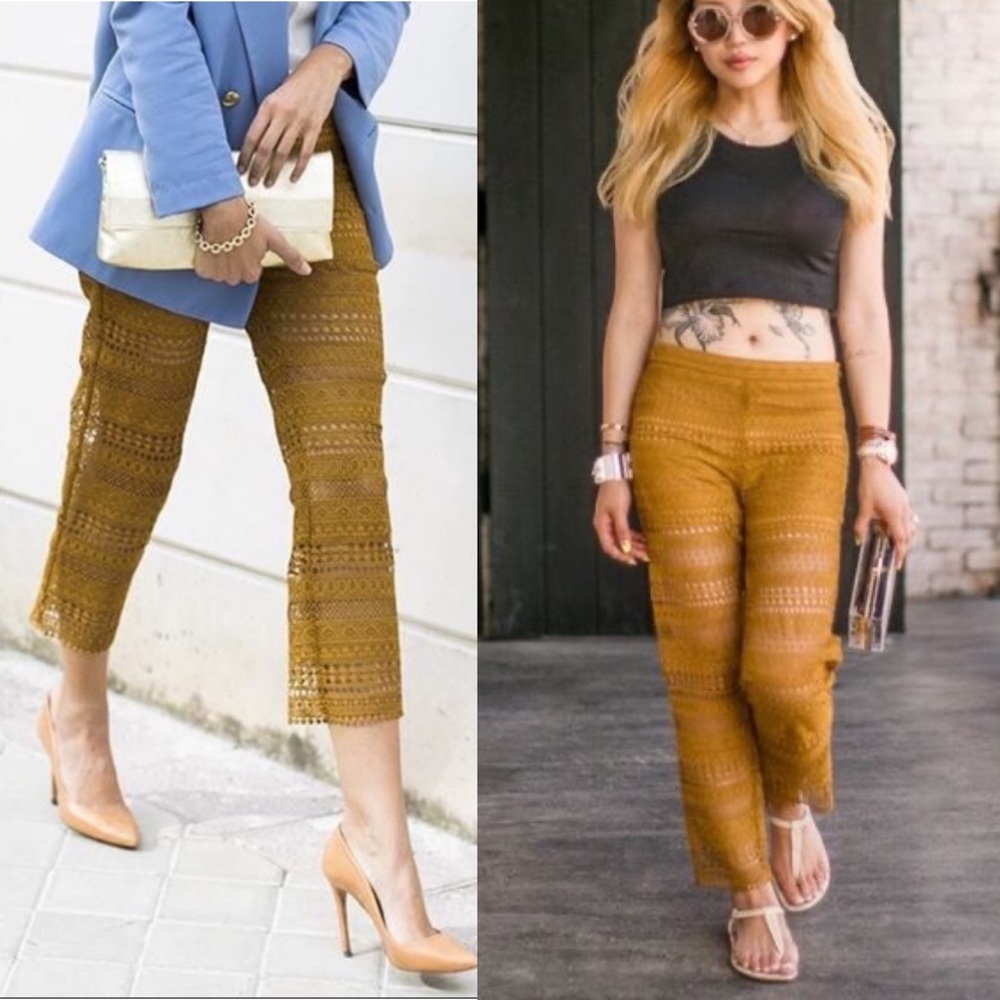 ZARA Mustard Crochet Pants